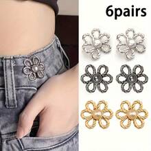 2/3/4/5/6/10 对裤腰收紧器，可调节腰带扣套装，用于牛仔裤的额外纽扣，用于裤子、牛仔裤、袖子的纽扣调节器（银色）可调节金属纽扣别针，用于牛仔裤和服装，时尚女孩的配饰