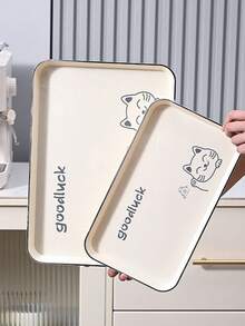 1 st kaffebricka, tebricka, förvaringsbricka för restaurangkök, rektangulär plast för hushållsrum, tebord för kopphållare, serveringsbricka för frukt och snacks - Mjölkvit - Visa 4