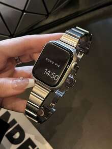 1条不对称金属表带，兼容 42mm、38mm、40mm、41mm、44mm、45mm、46mm、49mm直径，时尚智能手表替换表带，适用于Series Ultra2、Ultra SE2、SE 11、10、9、8、7、6、5、4、3、2、1，男女通用 - 銀色 - 查看 7