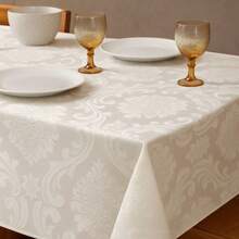 Durable And Elegant Rectangular Jacquard Fabric Tablecloth 4/6/8 Seats Luxury Promotion - 稻草 - 查看 3