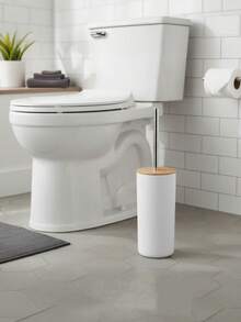 2件套马桶刷清洁套装,长柄马桶刷配收纳桶,小巧节省空间,适合小型浴室,密封竹盖防溅,刷头可替换,北欧风格清洁刷,马桶清洁工具,奢华浴室用品,宿舍必备,公寓必备 - 黑色 - 查看 10