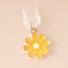 1 pieza Encanto de margarita amarilla/Tapón antipolvo para puerto de carga de teléfono móvil/Colgante decorativo/Adecuado para iPhone/Tipo-C/Conector Android