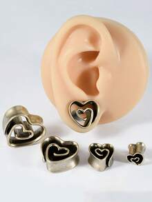 1PC Copper Heart Swirl Ear Gauges Snake Ear Tunnel Plugs Apiral Expanders Shell Earrings Plugs Piercing Body Jewelry