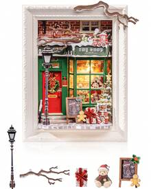Robotime DIY Modular Miniature House Kit – Snow Party (DP005) & Santa's Toy Shop (DP006) 3D Puzzle Set With Touch-Sensitive LED Lights, A Homemade Christmas Decoration Gift - Santa's Toy Shop (DP006) - View 11
