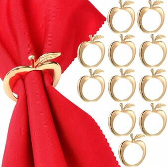 Red Apple Napkin Rings Set Of 4/6 Fall Thanksgiving Napkin Holder Rosh Napkin Rings Bulk For Wedding Party Rosh Table Decorations Thanksgiving Christmas Wedding Banquet Dining Table Decor