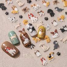 2 Cute Dog Nail Stickers - Self-Adhesive Nail Decoration With Puppy Patterns, Beige/Black/White/Brown/Red, Perfect For Women's Pedicure And Nail Art - The Perfect Gift For Dog Lovers, DIY Nail Art, Fun Design, Animal Theme, Embossed Details, A Must-Have For Beauty Enthusiasts - 2個 - 查看 6
