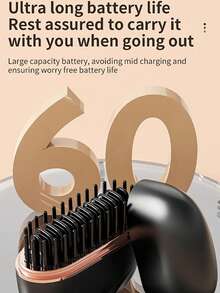 1pc Portable Wireless Hair Straightening Comb - USB Charging Travel Essential, 3-Speed Temperature Control, Copper Hot Plate For Smooth Styling, Women's Portable Hair Salon | Fashionable Modern Design | Mini Hair Straightening Machine