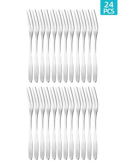 4/12/24 Pcs Stainless Steel Fruit Forks, Durable And Easy-To-Clean Kitchen Utensils, Perfect For Weddings/Parties/Restaurants/Hotels/Party, Stainless Steel Forks, Stainless Steel Fruit Forks, Dessert Forks, Simple Fruit Forks, Modern Cake Forks, Decorative Salad Forks, Reusable Fruit Forks, Dishwasher
