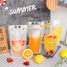 50/100pc Portable Transparent Juice Bag And Beverage Bag, Disposable Creative Leak-Proof Zipper Bag, Takeout Ice Cream Bag Packing Bag, Suitable For Juice, Milk, Beverages, Cola, Parties And Festivals - 透明 - 查看 2