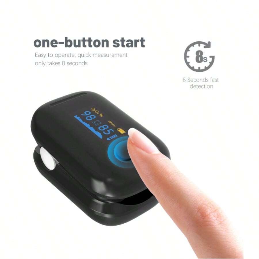 Fingertip Pulse Oximeter, For Monitoring Heart Rate And Blood Oxygen Saturation, CE And FDA Certified - Black - View 1