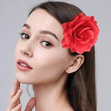 Halloween Burgundy Rose Hair Clips And Barrettes - 5 Pack Handmade Cute Flower Brooch Pins Women's Fashion Party Decoration Cosplay Costume Headpiece