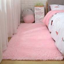 1pc Luxury Pale Pink Fluffy Rug - Soft Plush Polyester Mat, Soft & Comfortable, Machine Washable, Suitable For Bedroom And Living Room, Elegant Bedroom CarpetChristmas Decor Kitchen Rug - Pink - View 5