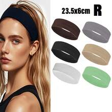 6pcs Women's Multi-Color Solid Color Sports Sweat-Absorption Headband, Running Fitness Hair Band For Protecting Forehead Casual Yoga Headband Pack Set For Women Men In Black White Grey Brown Sport Headband Pack For Women Men Athletic Hairband In Black White Grey Brown Navy Blue