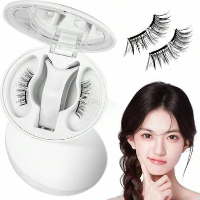 マグネットつけまつ毛 一体型 磁気 つけまつげ 人気 超軽量マグネットつけまつげ 接着剤やアイライナーは不要、ふんわり、すっぴん感、再利用可能、薄いメイク向き(YC01)