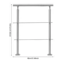 Silver 304 Stainless Steel Handrail Railing, Freestanding Staircase Railing – Wire Drawing Process Railing (1mm Thick/1.65in Diameter Tube), 176.37lbs Load W/2 Cross Bars & 2 Round Chassis, 0-90° Adjustable Angle Railing For Homes/Gardens/Hotels - Silver - View 6
