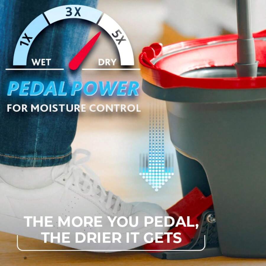 EasyWring Microfiber Spin Mop, Bucket Floor Cleaning System, Red, Gray, Standard - 易擰旋轉拖把和水桶 - 查看 1