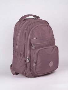 Large School Backpack For Notebook Pink Resistant Multiple Pockets Work Nylon Reinforced School College - Dusty Purple - View 2