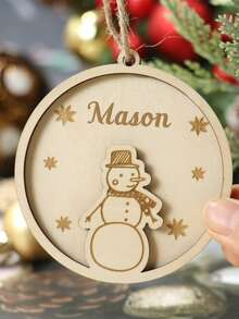 Adornos personalizados para el árbol de Navidad, decoraciones navideñas personalizadas, adornos de madera de doble capa con nombre personalizado, bolas de Navidad de madera, regalos de Navidad para los nietos, personalizables, regalos de Navidad, Feliz Navidad, Navidad, decoración navideña, árbol de Navidad/muñeco de nieve/reno, familia, niños, niño