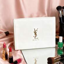 Yves Saint Laurent Women's Makeup Bag/Organizer Pouch, Made Of White/Red Leather, Large Capacity, Convenient To Carry, Minimalist & Elegant. Suitable For Daily Use, Travel, School, Shopping, Work And Other Occasions. Variety Of Styles. Can Be Given As A Gift To Friends Or Family, Also Suitable As A Holiday Or Anniversary Gift.