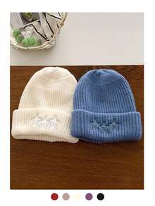 Red Knitted Hat For Women, Warm Thick Knitted Beanie, Korean Style Versatile Baggy Slouchy Cap, Autumn/Winter - Multicolor - View 4