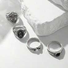 New Men's Rings Set, Vintage Cross Finger Rings, Personalized Fashion Rings For Cross-Border E-Commerce