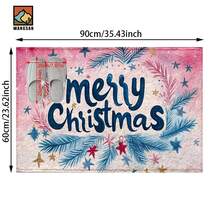 1 pieza/2 piezas Alfombra antideslizante para baño con estampado navideño, material de cachemir sintético, decoración esponjosa adecuada para baños, entradas, cocinas y decoraciones festivas, lavable a máquina, idea de regalo