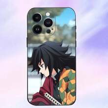 Funda de Teléfono Anime G-giyu T-tomioka Compatible con  16,15,14,13,12,11 Plus,Pro Max,XS,X,XR,SE,Mini,8,7, Funda Negra de Silicona Suave, Funda Compatible con  17, Funda  17 Pro, Funda  17 Pro Max - z6 - Ver 8