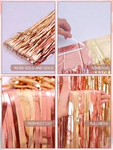 ستارة خلفية مزينة بشرائط ورود وأشرطة معدنية لامعة، أشرطة شرائط حفلات، ديكور لحفلات الذكرى السنوية وعيد الميلاد والسنة الجديدة وعيد الحب - متعدد الألوان - مشاهدة 5