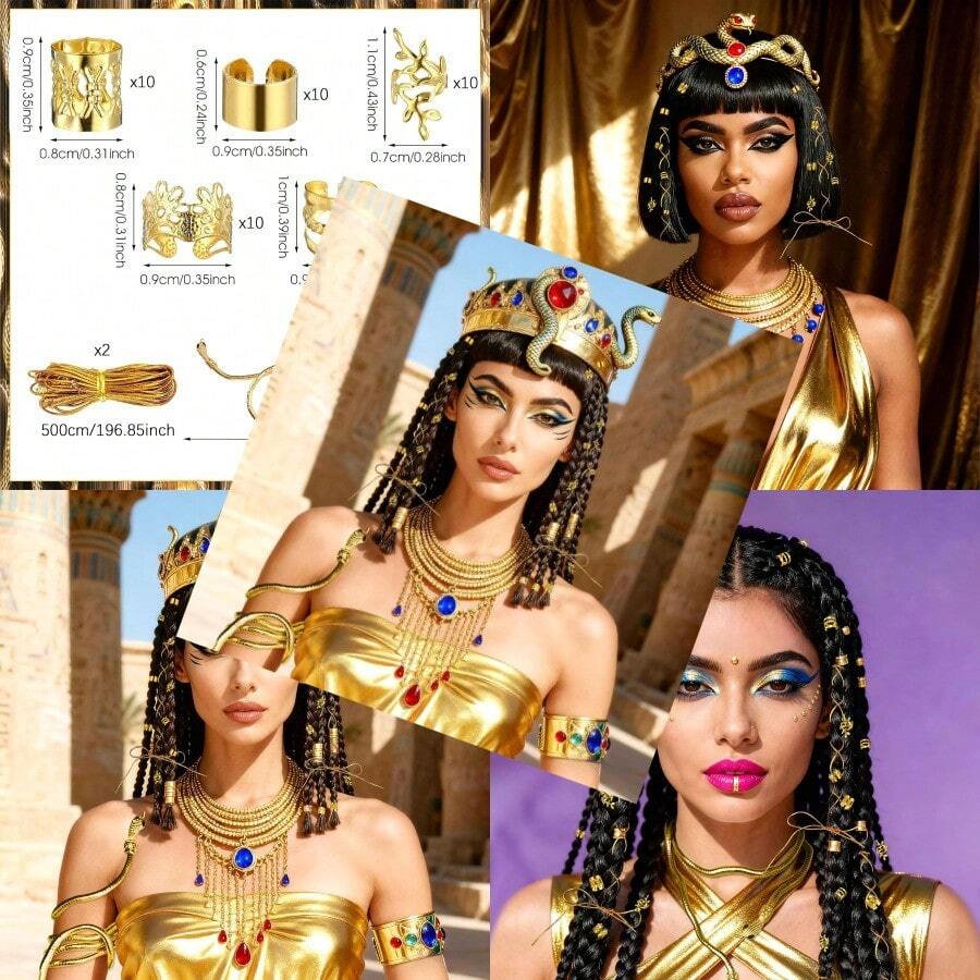 LaVenty Egyptian Costume Accessories Gold Hair Clips Egyptian Headpiece Costume Headwear