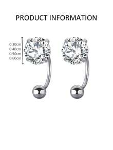 1pc S925 Sterling Silver Nose Stud, 3/4/5/6mm White Cubic Zirconia Nose Stud, Curved Hook Nose Ring, Unisex, Minimalist Nose Piercing Jewelry