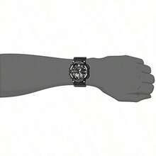 Casio AEQ-110W-1A 男士运动时尚模拟数字手表，配备 10 年电池，树脂表带银色圆形表盘多功能手表，日期/星期日历闹钟和秒表，100 米防水，适合日常运动户外穿着，是送给学生的理想礼物 - 黑色和銀色 - 查看 4