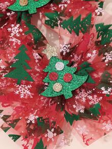 2pcs Christmas Happy Mesh Christmas Tree Bow Hair Clips, Printed Cute Hair Pins - Multicolor - View 3