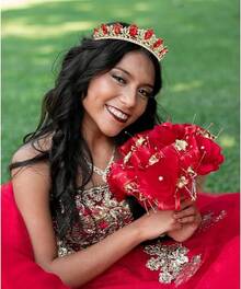 Rhinestones Tiara For Women Girls - Gold and Red Rhinestones - View 6