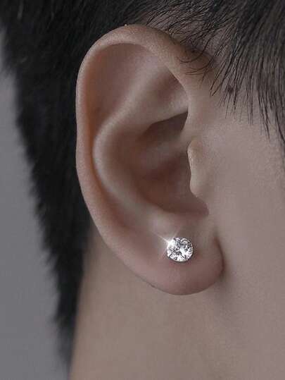 2pcs Classic 4-Prong Cubic Zirconia Stud Earrings, Hypoallergenic Stainless Steel Minimalist Earrings, Fashionable Casual Pierced Earrings, Unisex Ear Cartilage Studs 2-8mm