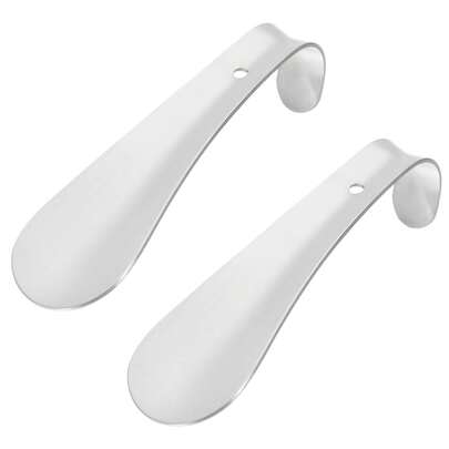 Shoe Horn, 2Pcs Stainless Steel Curved Handle Thickened Shoe Helper, Metal Shoe Horns For Women Men Adults Seniors Boots