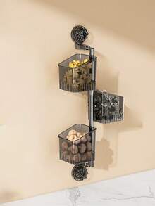 3-Tier Bathroom Kitchen Suction Cup Organizer Rack Toothbrush Holder Skin Care Storage Spice Jars Garlic Ginger Onion Wall Mount Shelf Caddy Sticky Adhesive Strong Hold Waterproof Bathroom Accessories Soap Dispenser Shower Organizer Multipurpose Storage Solution Home Kitchen Organization Pantry Caddy Stand Rack - Multicolor - View 7