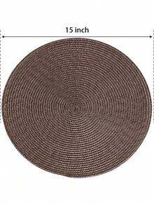 4pcs/6pcs Set Woven Round Placemats, 15 Inch Washable Non-Slip Dining Table Mats, Suitable For Family Gatherings, Weddings, Parties (Coffee Color)