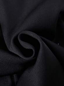 Black Polyester Stand Collar Jacket, Suitable For Teenage Girls, Regular Long Sleeve Black Zip-Up Jacket - Black - View 7