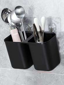 双杯式餐具收纳架 - 紧凑型厨房用具沥水架，采用耐用塑料材质，适用于餐桌、台面或橱柜 - 易于清洁的筷子、叉子、勺子、刀子、铲子等餐具沥水架 - 现代厨房收纳方案，厨房整理收纳，台面收纳，时尚厨具，易清洁材质，餐具架，家庭厨师，简约厨具，结构坚固，适合小户型厨房