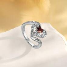 1 pieza Anillo de piedra natal, Anillo personalizado, Regalo del Día de la Madre, Regalo para ella, Joyería de mujer, Anillo de promesa, Joyería de plata, Joyería DIY, Joyería de mujer, Anillo personalizado, Anillo de piedra preciosa, Regalo para ella, Joyería de piedra natal, Regalo de cumpleaños, Regalo del Día de la Madre - Multicolor - Ver 2