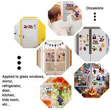 40Pcs Halloween Thick Gel Clings Witch Black Cat Pumpkin Ghost Skeleton Window Gel Decals Reusable Trick Or Treat Window Clings For Home Classroom Nursery Halloween Party Supplies Gift