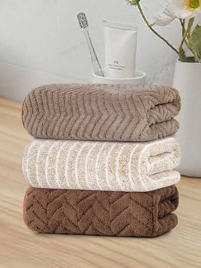 3pcs Towel Set - Face Towel Set - Size 26.56x55.12inch/70x140cm, 13.78x29.53inch/35x75cm - Soft Coral Fleece Material, Absorbent And Quick-Drying - Easy To Dry Without Shedding Or Fading - With Hanging Loop For Convenient Drying - Essential For Daily Use At Home, Bathroom, Kitchen, Bedroom, Pool, Sauna, Gym, Living Room, Hotel, Travel, Christmas Gift, Etc. Shower Towels For Beauty Salon, Hotel Sports,Home Essentials, Towel, Skin Care