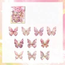 10 adesivos de borboleta holográficos de PVC de alta qualidade com design brilhante, decoração autoadesiva com padrão brilhante para garrafas de água, álbuns de recortes, diários, cadernos e projetos de artesanato, decoração criativa faça você mesmo, decorações de feriado, Natal, Halloween, Dia dos Namorados