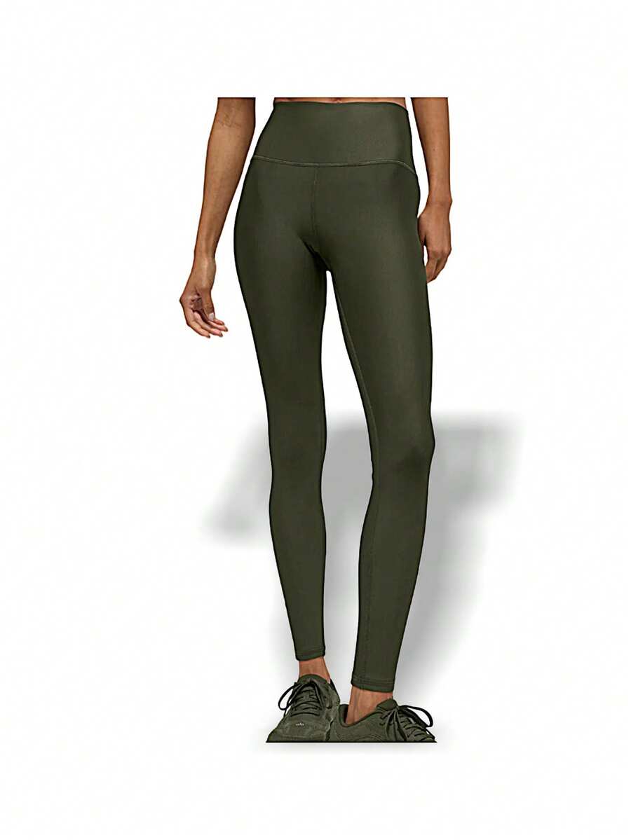 Alo Yoga ALO 7/8 High-Waist Airlift Legging Women High Waist Shaping Lightweight Breathable Stretch Good Elasticity Close-Fitting Soft Skin-Friendly Seamless Easy Clean Yoga Gym Daily After-Work Travel Spring Summer Olive Green W5766r-OLIVE GREEN - green - View 1