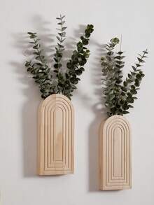 1pc Rustic Style Wooden Wall Hanging Vase, Arched Wooden Design, Modern Floating Wooden Decor Rack, Rainbow Display Wall Art Rack, Suitable For Living Room, Bedroom Or Bathroom Decor, White Finish, Decorative Wall Hanging Rack | Modern Rack | Wooden Structure, Decor Rack. - Multicolor - View 5