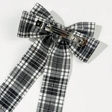 学院风格子蝴蝶结休闲百搭日常发夹 - 彩色 - 查看 5