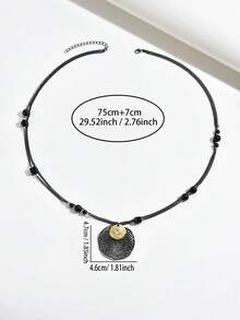 1pc Fashionable Casual Geometric Circle Beaded Long Necklace For Women, Suitable For Gift, Mother, Best Friend, Daily Wear