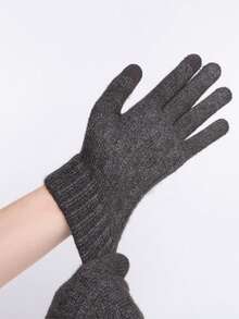 1 pieza Guantes de invierno cálidos, con pantalla táctil, forro térmico, de punto, a prueba de viento, para ciclismo, para hombres esponjosos