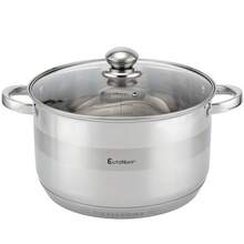 10.1L Stainless Steel Thick Soup Pot With Lid, 28cm Diameter Dual-Ear Pot, Suitable For Induction Cooktop, Gas Stove, Kitchen Cooking Pot For Boiling Soup, Stew, Porridge, Pasta, Turkey, Family Gathering, With Transparent Glass Lid, Easy To Clean - Silver 10.1L - View 1