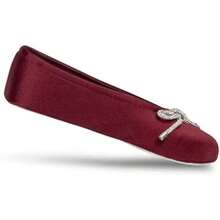 Isotoner Women's Satin Ballerina Slippers With Soft Tie Bow And Suede(MD Chili) - Type1 - View 5
